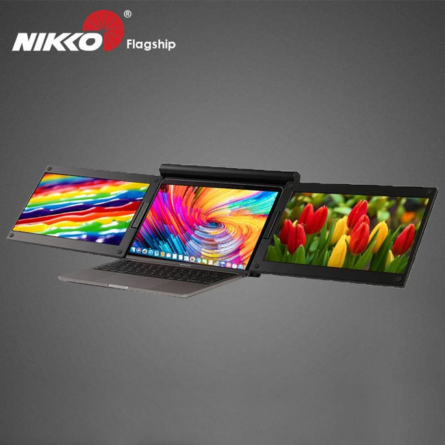 Gatefold Monitor NikkoTech Dual Portable Tri Fold Monitor Screen Extender For Laptop ...