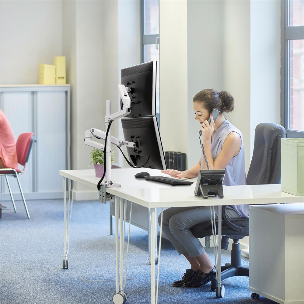 Ergotron LX Dual Stacking Arm Tall Pole _ White – Nikkotech